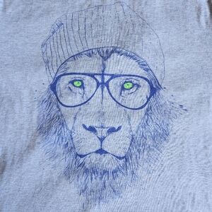 Valimark Brand Cool Hipster Lion Animal Grey 3XL Stretchy Graphic T-Shirt Tee
